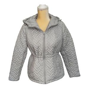 Weatherproof Quilted Jacket Light Gray With Hood Size Small